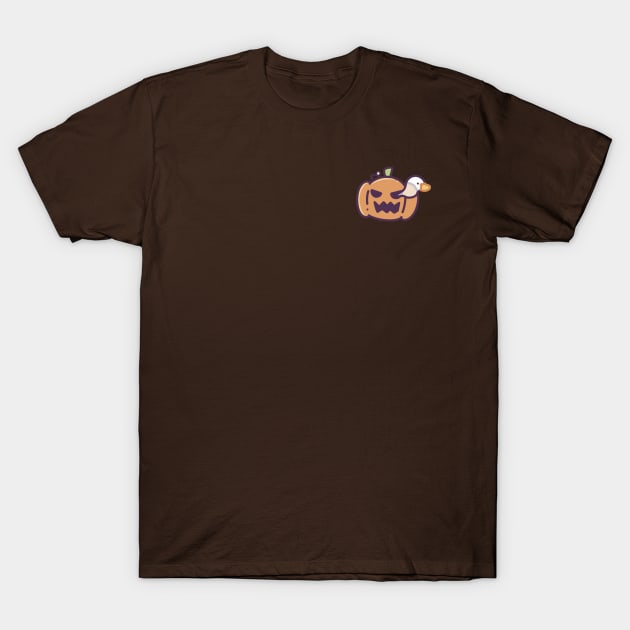 Ghost Duck in a Pumpkin T-Shirt by Meil Can